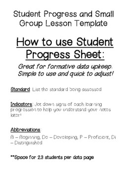 Preview of Small Group Lesson Plan Template and Student Progress Tracker