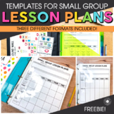Small Group Lesson Plan Templates
