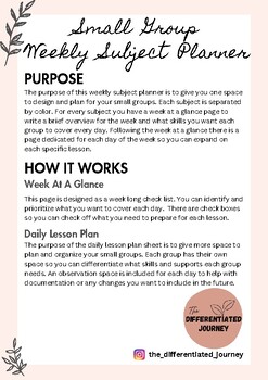 Preview of Small Group Lesson Planners