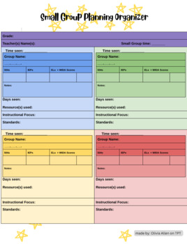 Preview of Small Group Lesson Planning Template