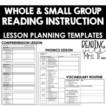 Preview of Lesson Planning Templates (Phonics, Comprehension, & Vocabulary)