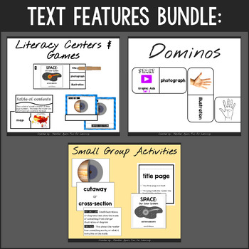 Preview of Small Group, Literacy Center Activities - Nonfiction Text Features - BUNDLE
