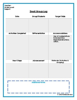 Preview of Small Group Log FREEBIE