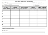Small Group Observation Record Sheet (Used for Treasures Reading)