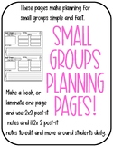 Small Group Planning Pages