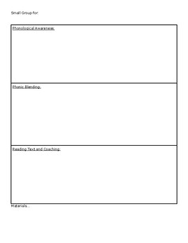 Small Group Planning Sheet for Reading by Murphys Kinders | TPT