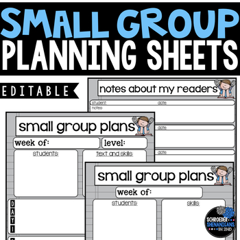Preview of Small Group Planning Sheets -  Editable