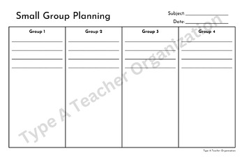 Preview of Small Group Planning Sheets for Teachers