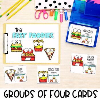 Preview of Small Group of 4 | Group Food Partner Pairing Cards | Classroom Management