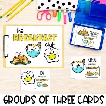 Preview of Small Group of 3 | Group Food Partner Pairing Cards | Classroom Management