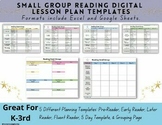 Small Group Reading DIGITAL Lesson Plan Templates