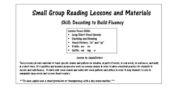 Preview of Small Group Reading Decoding Lesson and Materials