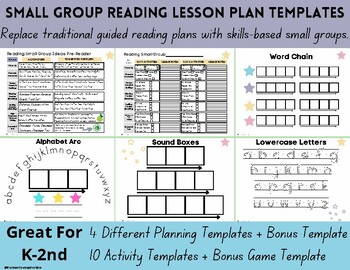 Preview of Small Group Reading Lesson Plan Templates & 10 Activities (Printable)