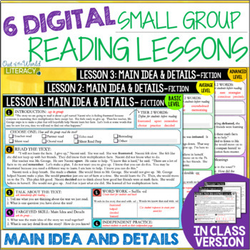 Preview of Guided Reading Lesson Plans - MAIN IDEA & DETAILS - Differentiated - Digital