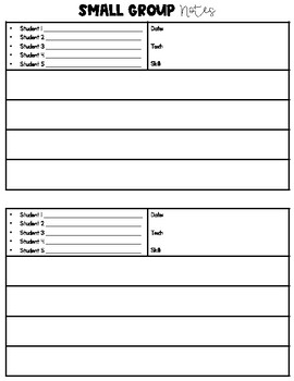 Preview of Small Group Reading Notes Template