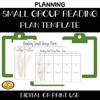 Preview of Small Group Reading Plan Template