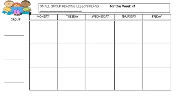 Preview of Small Group Reading Template for Lesson Plans