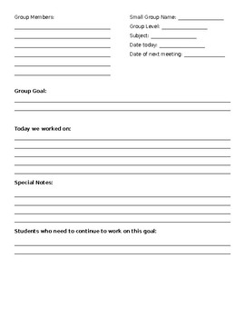 Preview of Small Group Recording Sheet **editable**