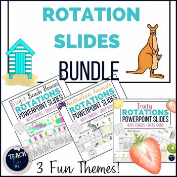 Preview of Small Group Rotation Slides BUNDLE - Australian Animals Bright Houses and Fruity