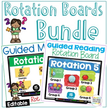 Preview of Small Group Rotation Slides Bundle for Reading and Math with Timers Editable