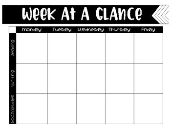 Week at a Glance Template by Life with Ms W TPT