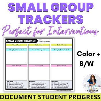 Preview of Small Group Tracker for Student Observations Interventions Progress