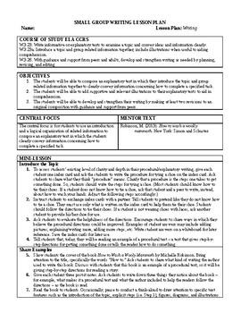 Preview of Small Group Writing Lesson: Explanatory/How-To/Procedural Writing