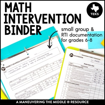 Preview of Small Group and Math Intervention Binder - TEKS