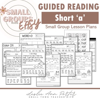 Preview of Short A- Easy Guided Reading Small Group Lesson Plans for 1st Grade- Print & Go!