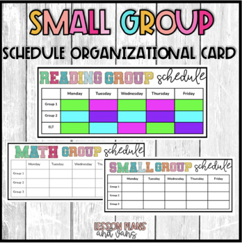Preview of Small Groups Schedule Organizational Card