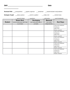 Preview of Small Math Group Lesson Plan and Student Progress Form