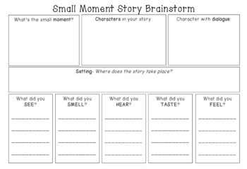 Small Moment & Personal Narrative Graphic Organizer- Lucy Calkins