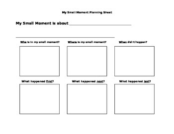 Preview of Small Moment Planning Sheet