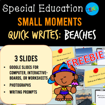 Preview of Small Moment: Quick Write BEACHES FREEBIE Special Education