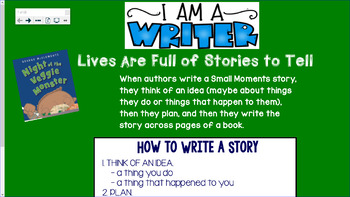 Preview of Small Moments Lucy Calkins SmartBoard Slides for Writing Workshop