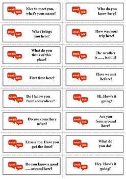 Preview of Small Talk . Conversation Cards. ESL. EFL. Teaching English. Speaking.