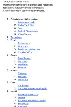 Preview of Small Talk & Daily Conversation Vocabulary Lists