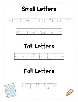 Small, Tall, Fall Letter Anchor Chart