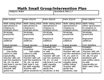 Preview of Small group & Intervention Planning Guide