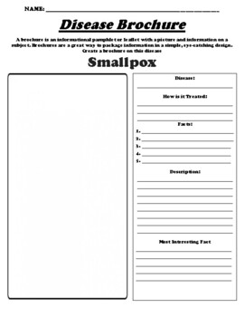 Preview of Smallpox "Informational Brochure" Worksheet & WebQuest