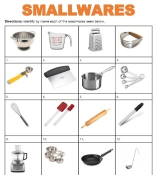 Preview of Smallwares / Kitchen Tools (Editable Google doc)