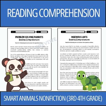 Preview of Smart Animals Nonfiction Reading Comprehension Passages 3rd 4th Grade