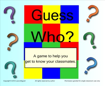 Preview of Beginning of the Year Ice Breaker: Smart Board Game "Guess Who"