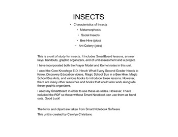 Preview of Smart Board INSECTS Unit