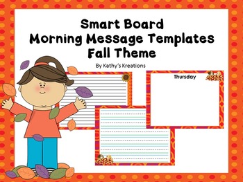 Preview of Smart Board Morning Message Templates (Fall Theme)