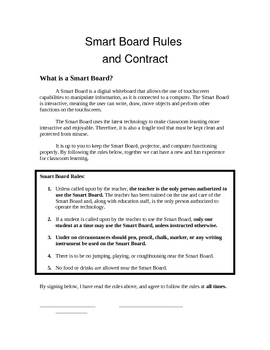 Preview of Smart Board Rules and Contract