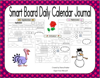 Preview of Smart Board School Year Daily Calendar Journal