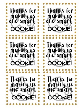 Smart Cookie - Cookie snack wrapper / staff appreciation | TPT
