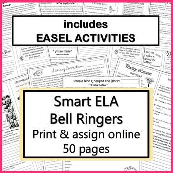 Preview of Smart ELA Bell Ringers, Warm Up Lessons, Reading Comprehension - Print & Online