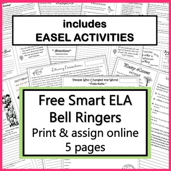 Preview of Smart ELA Bell Ringers, Warm Up Lessons, Reading Comprehension - FREE